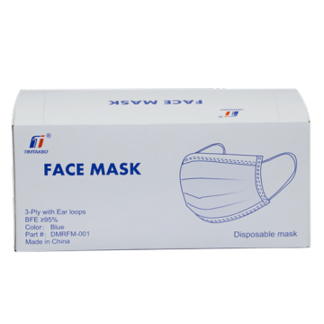 Máscara protectora descartável não tecida de 3 dobras